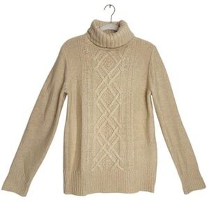 J.Crew Cambridge Cable Knit Wool Blend Turtleneck Sweater